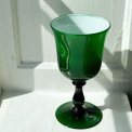 Cup on foot, white and green glass
