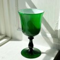 Cup on foot, white and green glass