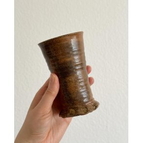 Ceramic cup, brown glaze, sign. 98