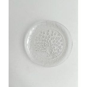 Peacock tray, clear glass
