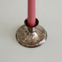 Silverplated candle holder with swirl base