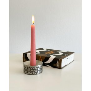 Pewter candleholder, flat w pattern