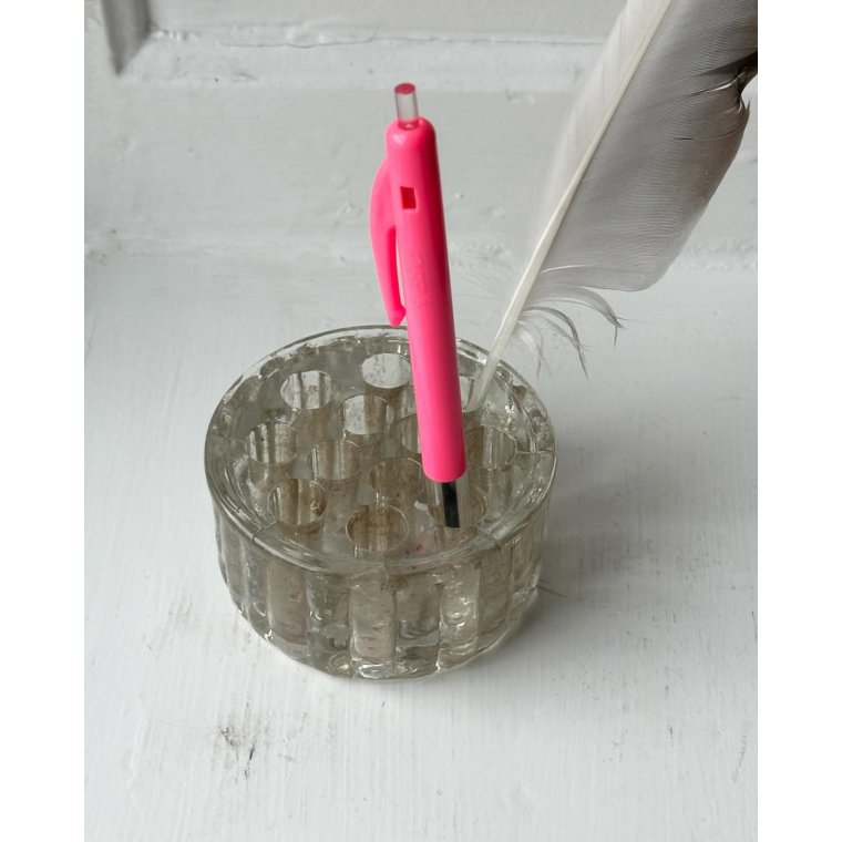 Flower frog, clear glass