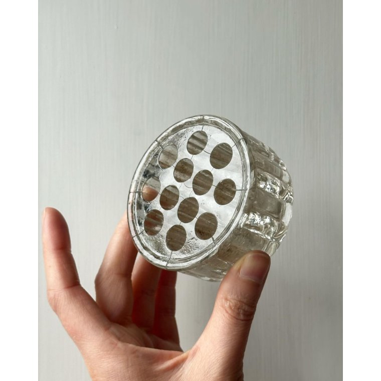 Flower frog, clear glass