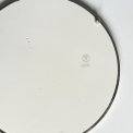 German faience platter w metal trim and fruit motif, NB