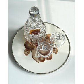 German faience platter w metal trim and fruit motif, NB