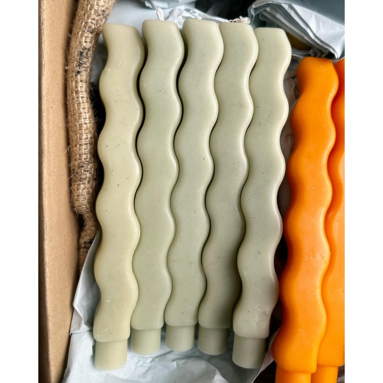 Sollys - blgelys, hndlavet bivoks, pr stk Grøn