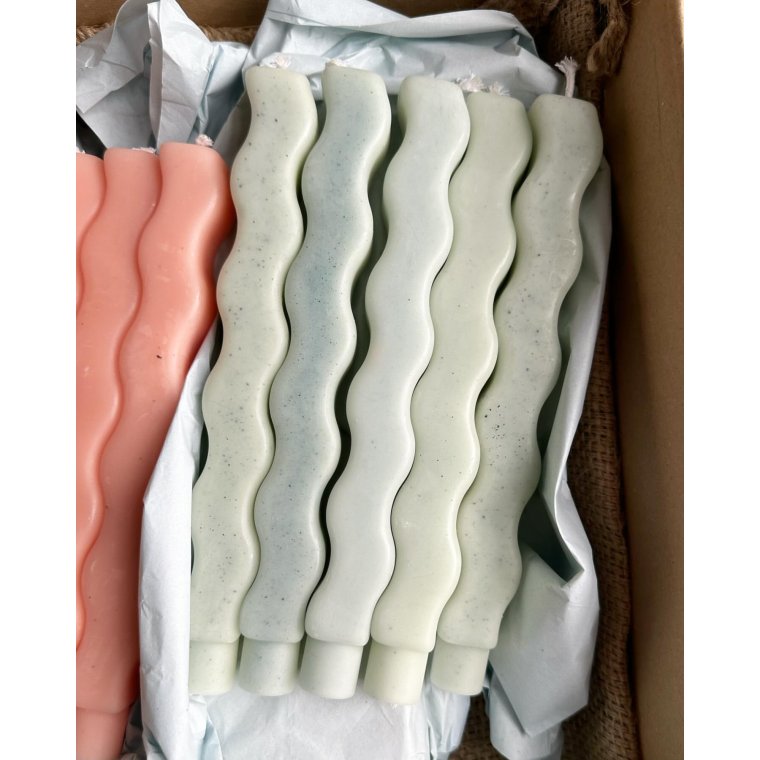 Sollys - blgelys, hndlavet bivoks, pr stk Grøn