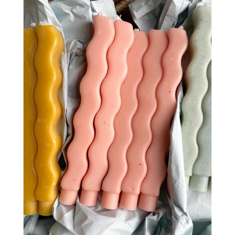 Sollys - blgelys, hndlavet bivoks, pr stk Grøn