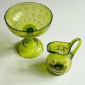 Opsats og kande, grnt glas, st