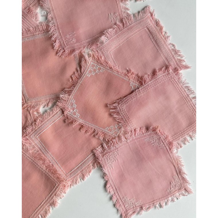 Mellemlgsservietter, hndbroderede, 12 stk samlet, NB