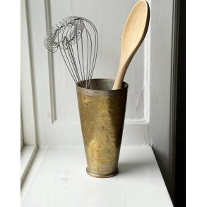 Patinated metal cup w pattern