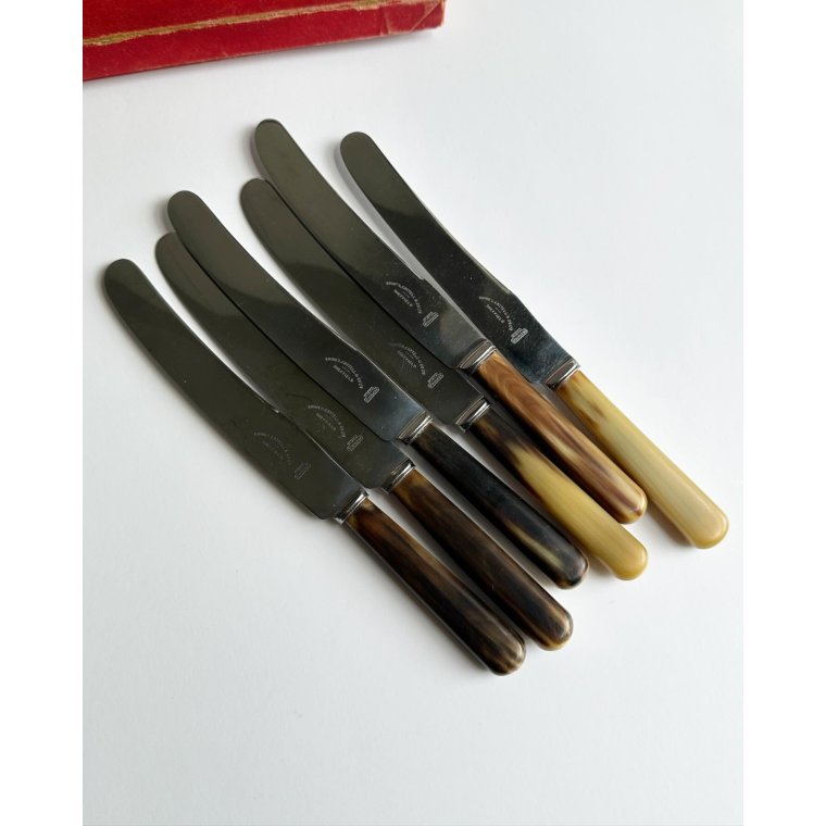 Vintage Sheffield, rustfrit stl og ben, 6 stk samlet