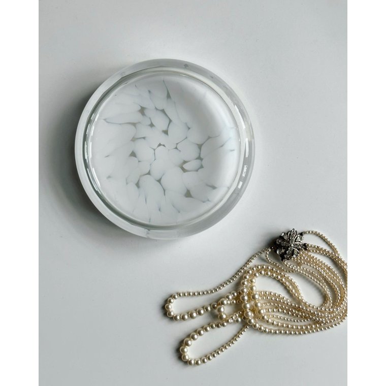 Hvidmeleret glas m klar kant, NB