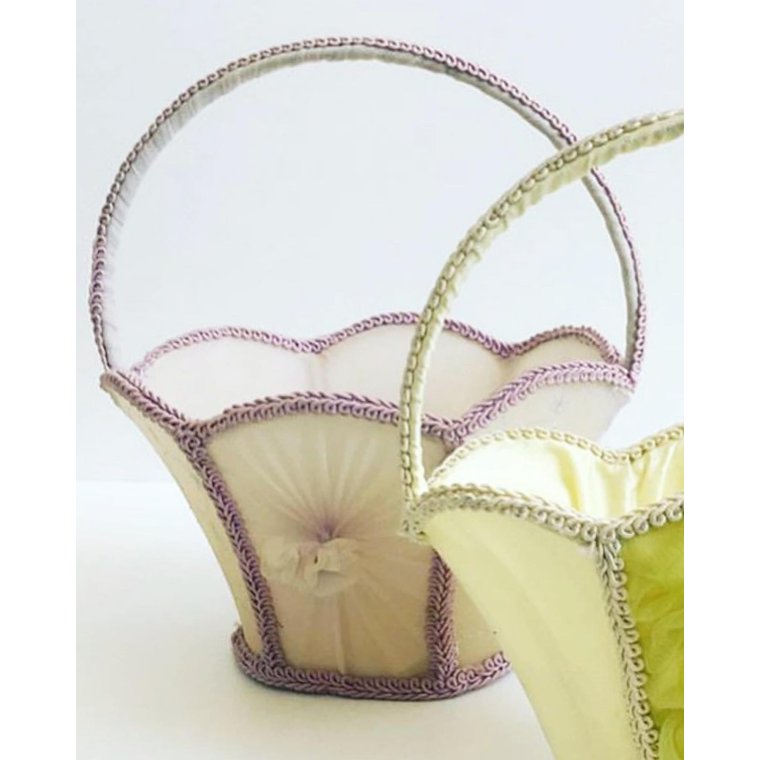 Basket, pastel purple and silver