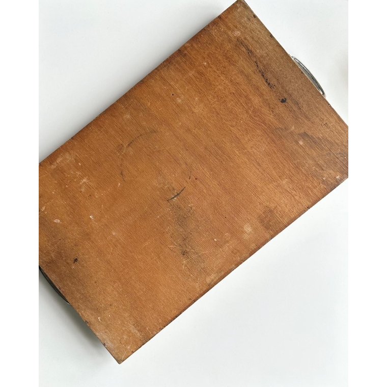 Art deco-bakke, bl og gul m krom/slv