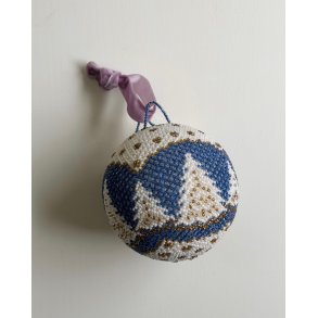 Pearl-stitched Christmas ball w pine trees