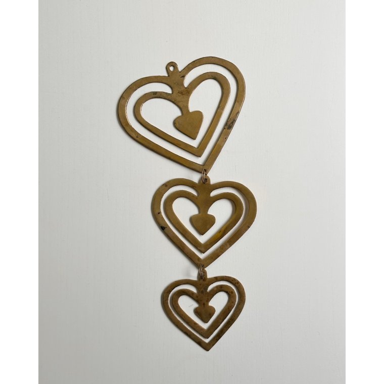 Brass hearts, set of 3