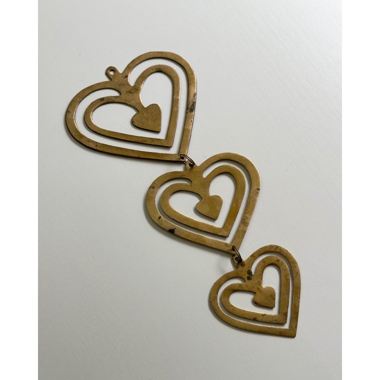 Brass hearts, set of 3