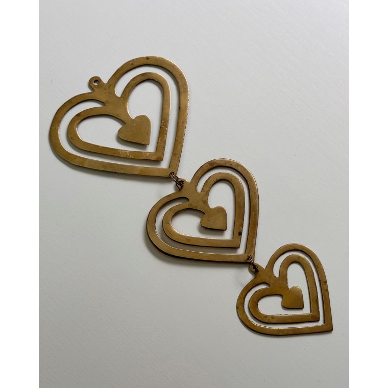 Brass hearts, set of 3