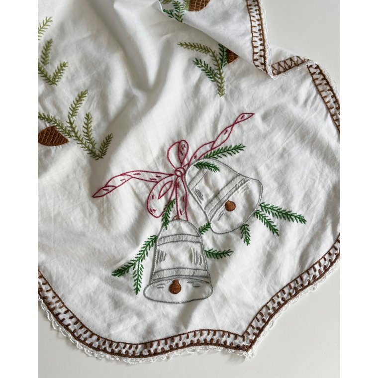 Antik julebordlber m kniplinger, 40 x 90 cm