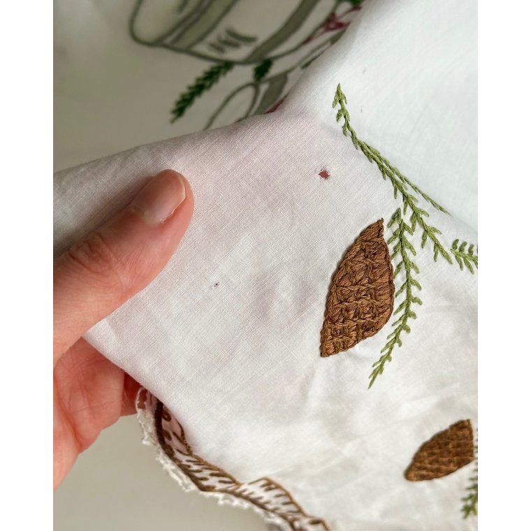 Antik julebordlber m kniplinger, 40 x 90 cm