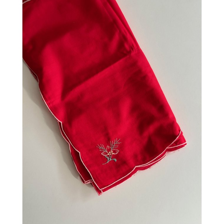 Rde stofservietter m motiv, 8 stk samlet