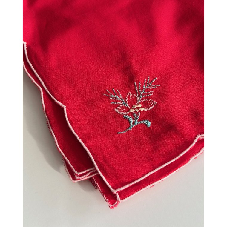 Rde stofservietter m motiv, 8 stk samlet