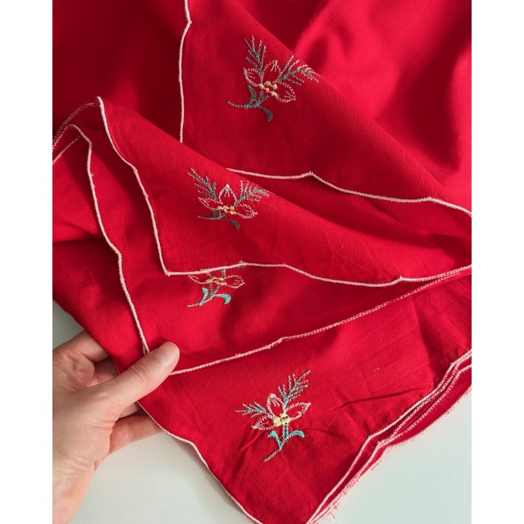 Rde stofservietter m motiv, 8 stk samlet