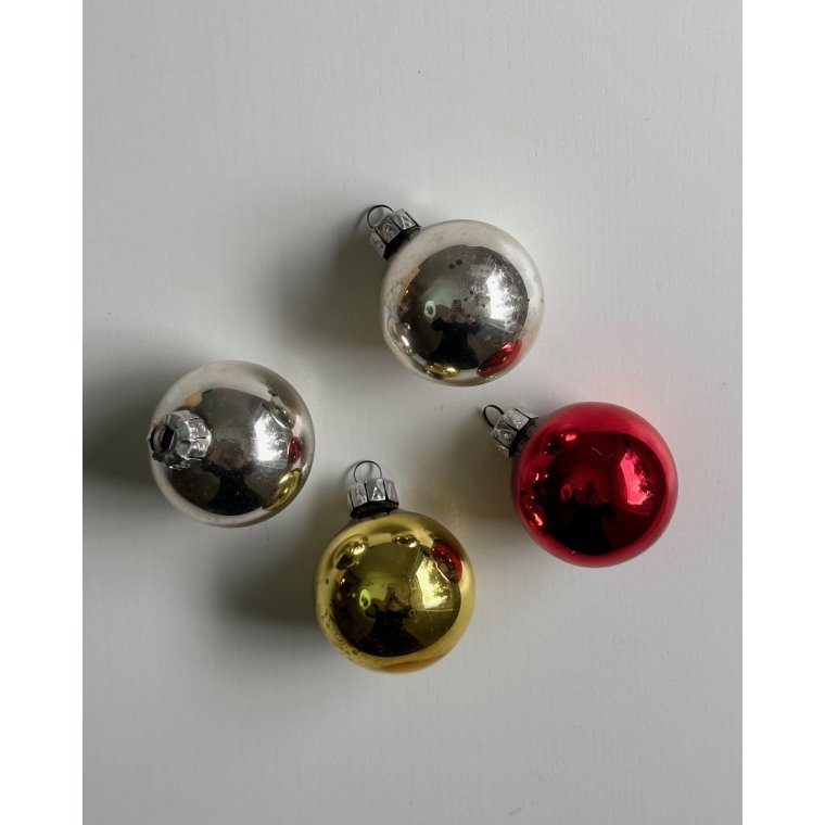 Retro julekugler, 4 stk samlet