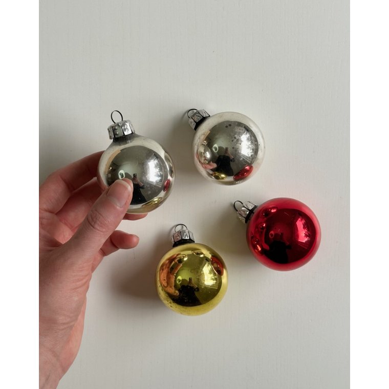 Retro julekugler, 4 stk samlet