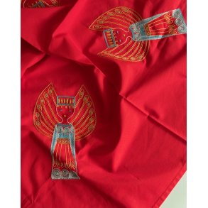 Red Christmas tablecloth w angels, 85 x 85 cm