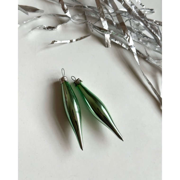 Mini icicles, green, set of 2