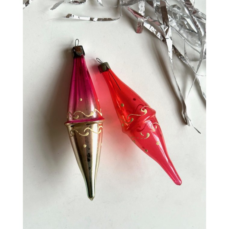 Pink ornamenter m dekoration, 2 stk samlet