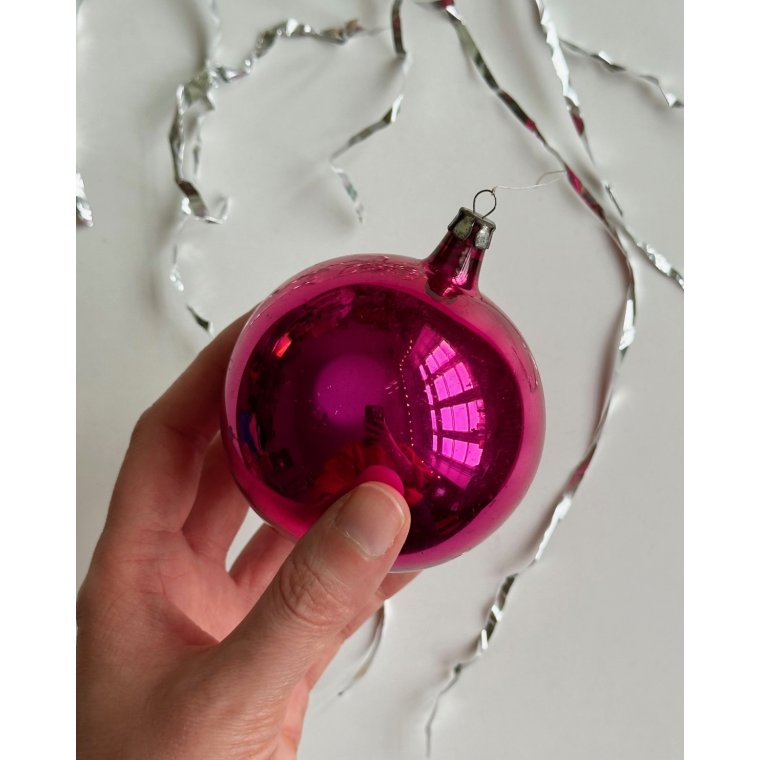 Vintage julekugle, stor pink