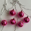 Vintage julekugler, pink, 6 stk samlet