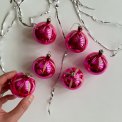Vintage julekugler, pink, 6 stk samlet