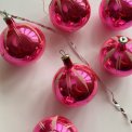 Vintage julekugler, pink, 6 stk samlet