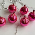 Vintage julekugler, pink, 6 stk samlet