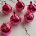 Vintage julekugler, pink, 6 stk samlet