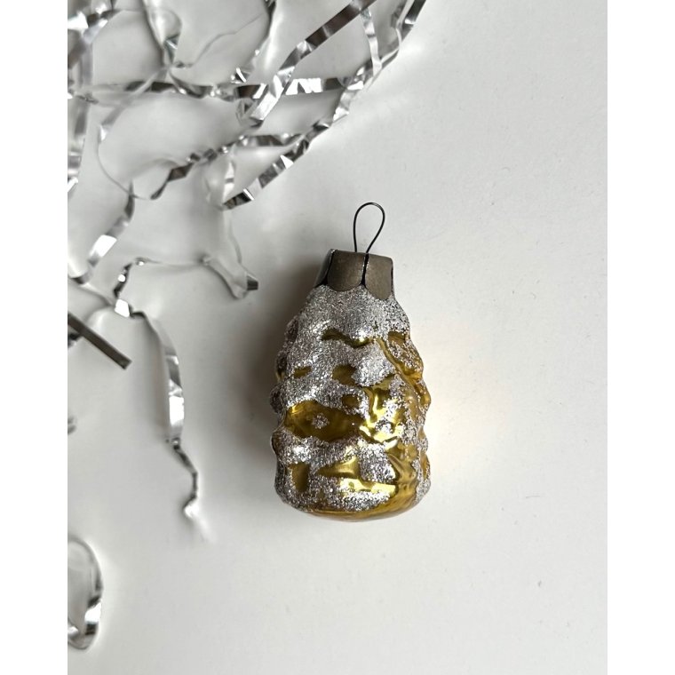 Golden Christmas tree w silver glitter, NB
