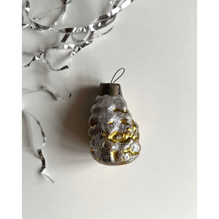 Golden Christmas tree w silver glitter, NB