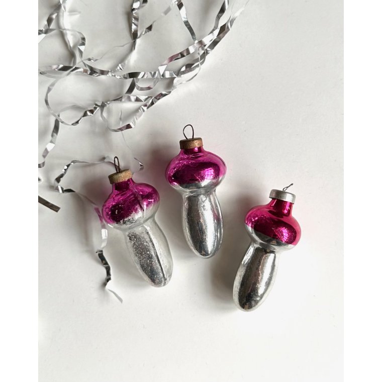 Pink mushrooms, set of 3