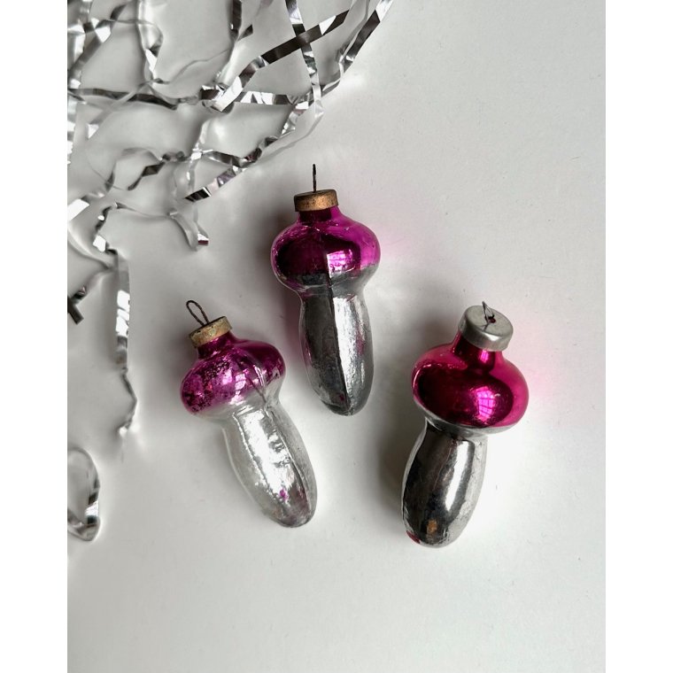 Pink mushrooms, set of 3