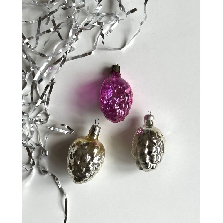 Silver/pink grapes, set of 3