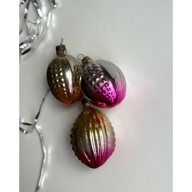 Nobrede ormamenter m farve, 3 stk samlet