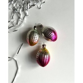 Ornaments w color, set of 3