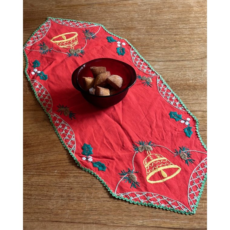 Antik bordlber, hndbroderet, 73 x 31 cm