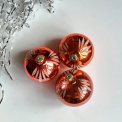 Big peach Christmas balls w glitter, set of 3