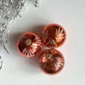 Big peach Christmas balls w glitter, set of 3